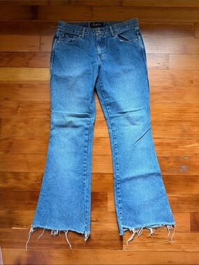 Vintage LEI Jeans Medium Blue Flare Jeans with Frayed Hem Size 11